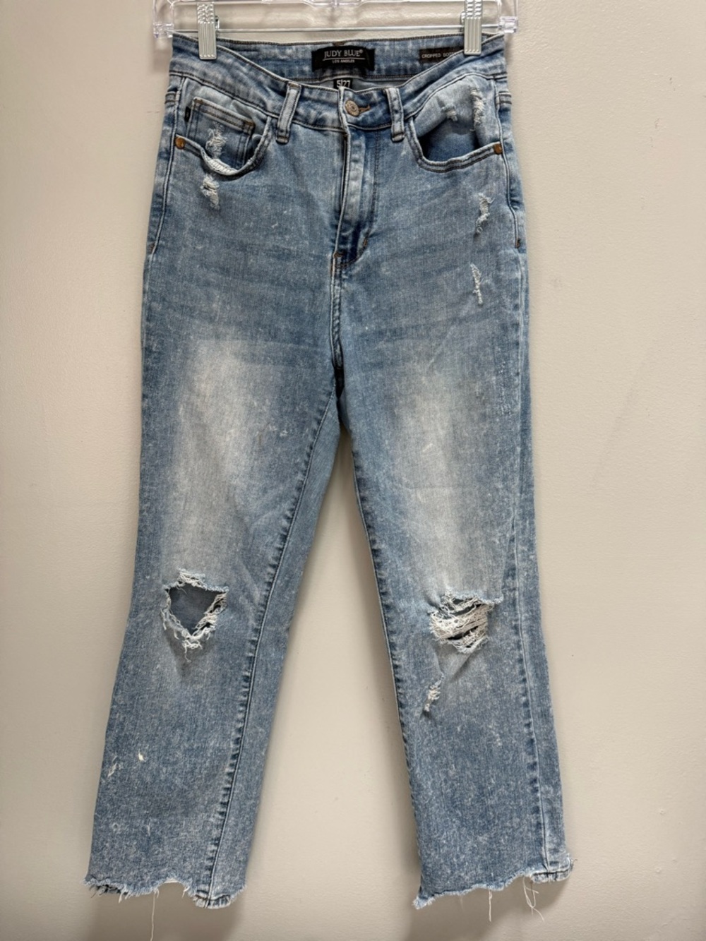 Judy Blue Light Blue Distressed Ankle Jeans